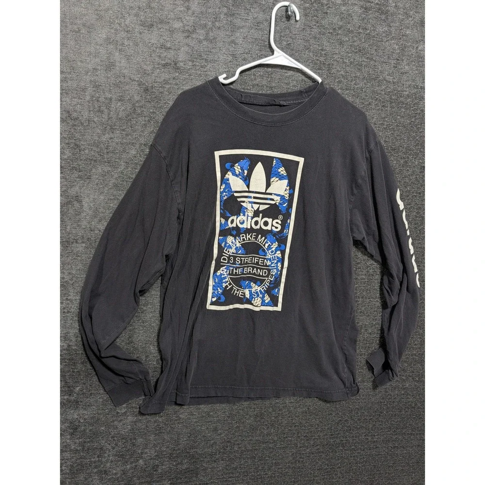 Adidas Originals Koi Fish Graphic Long Sleeve T-Shirt Black Mens Large 1366